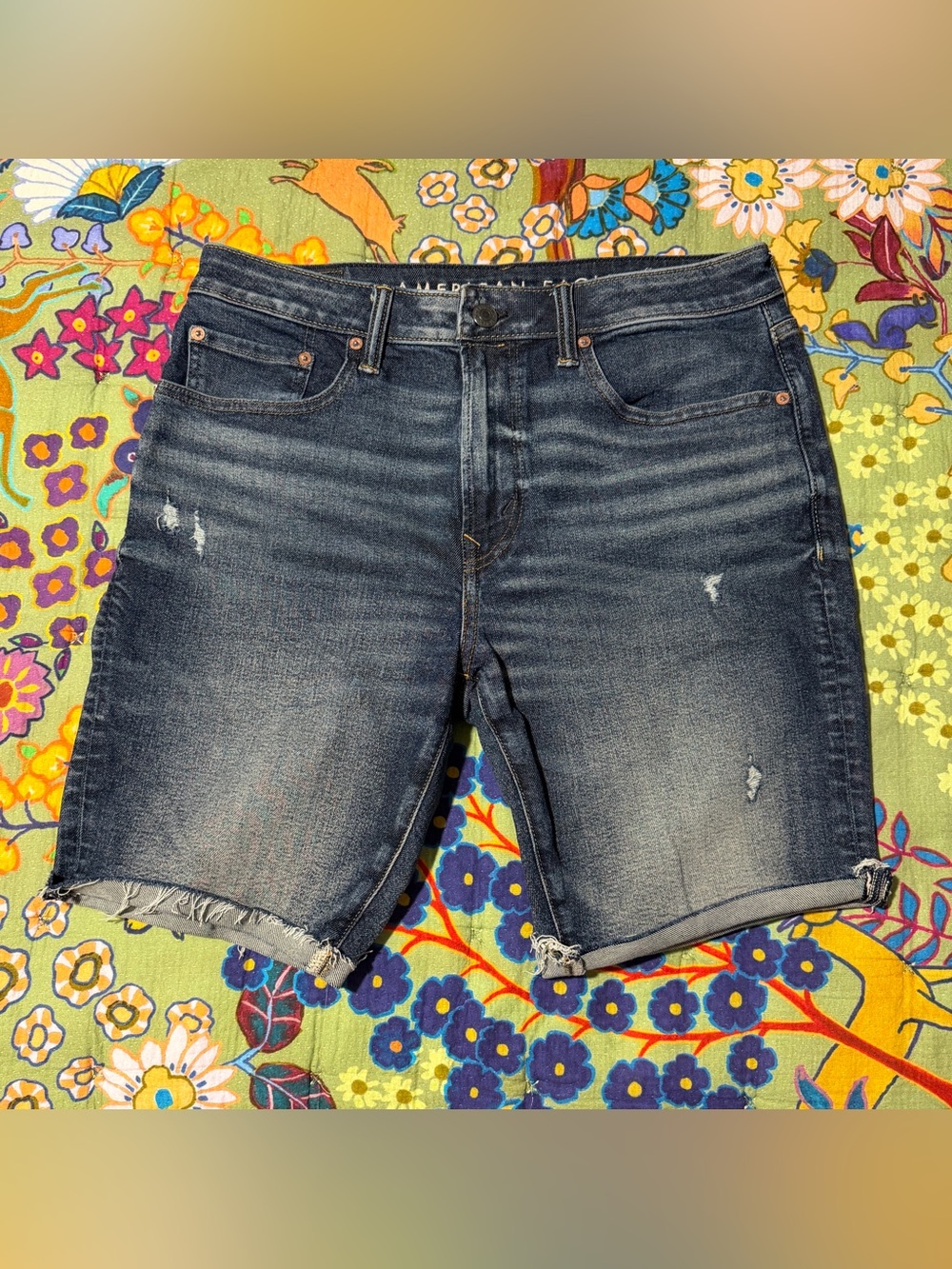American Eagle Dark Wash Distressed Men's Denim Shorts
